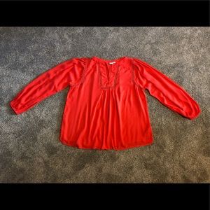 Gap Chic Top Blouse Size XS Crochet Lace Crinkle Crepe Boho Elegance relaxed